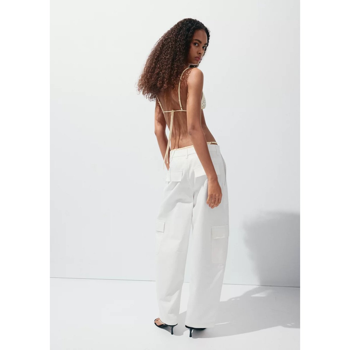 Jean cargo poches blanc, MANGO