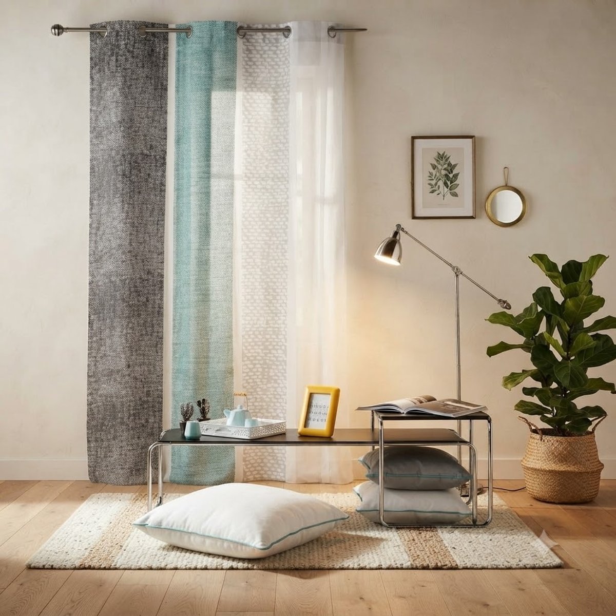 Rideau a oeillets 140 x 240 cm Textilio Menthe menthe, EDEN
