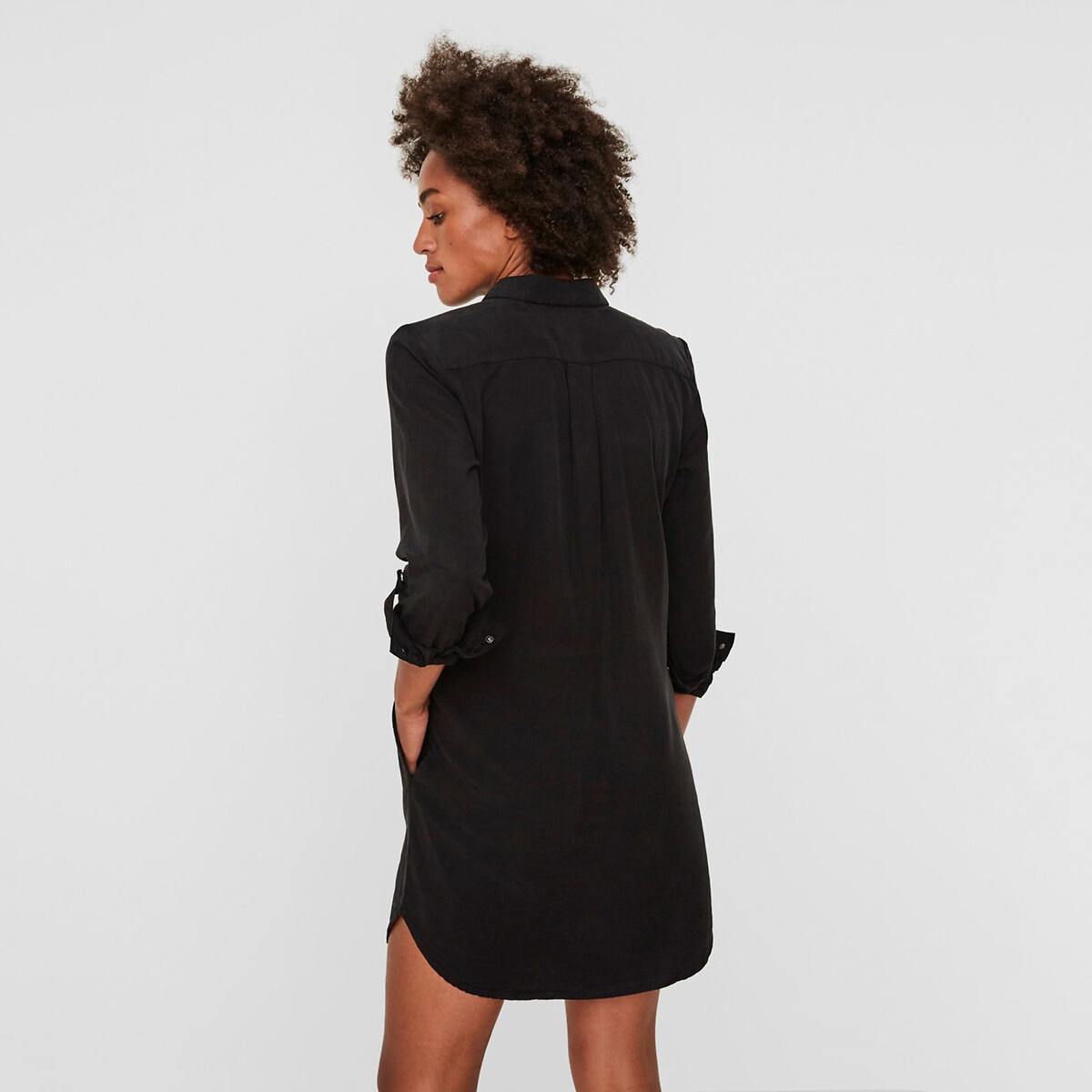 Vestido-camisa com molas de pressão preto , VERO MODA