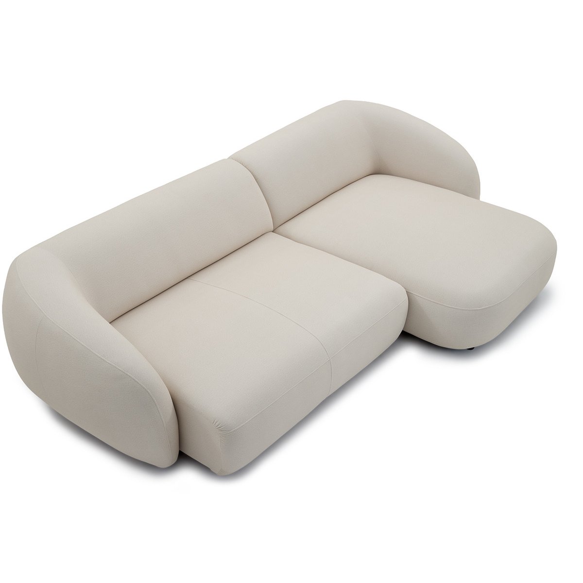 Canapé d'angle convertible 4 places en tissu lisse, HALO beige, BOBOCHIC