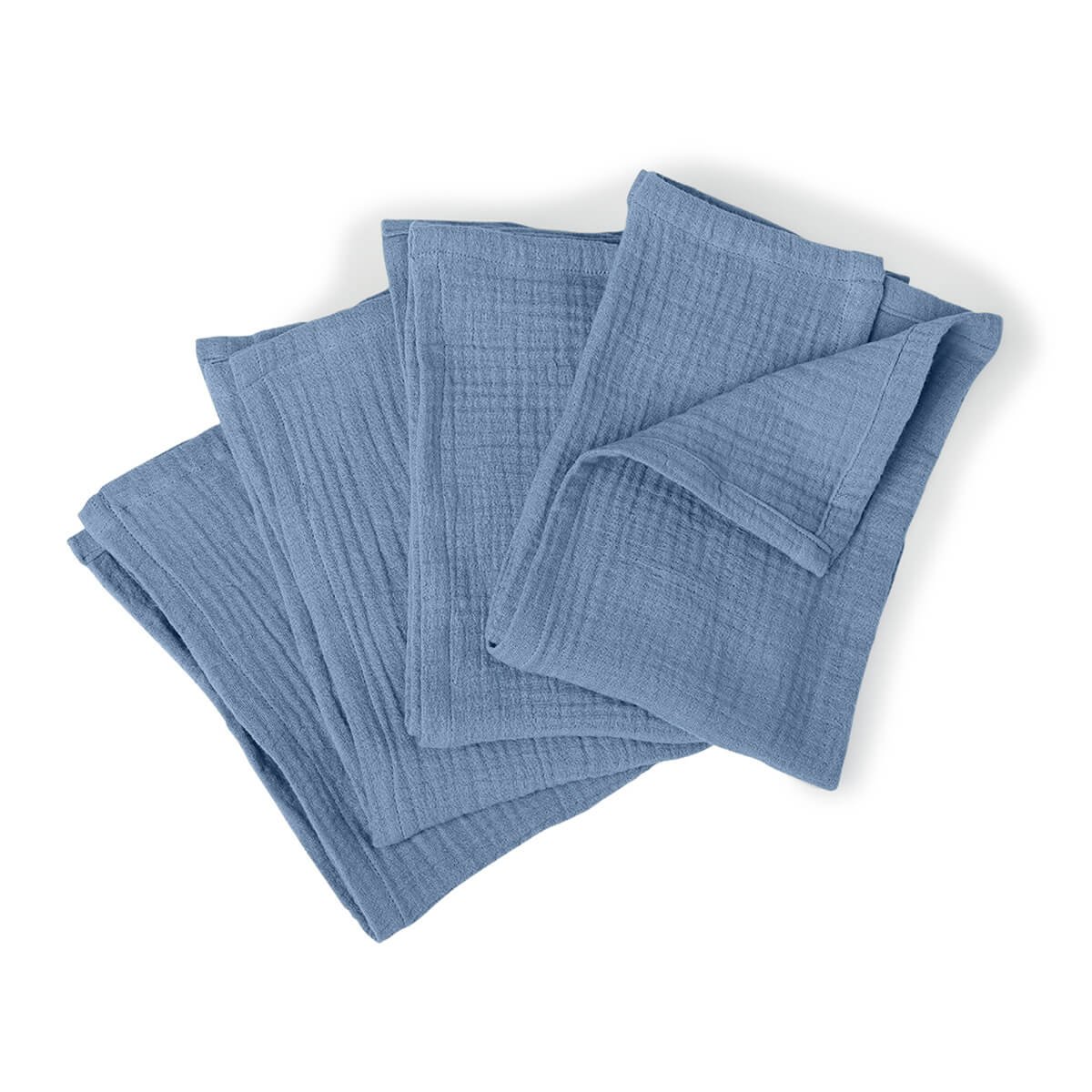 Nappe + 8 serviettes gaze de coton ALMA Made in Europe bleu, FEBRONIE