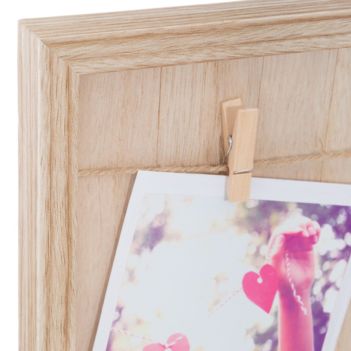 Porte photos imprimé avec corde et pinces TELMA marron, ATMOSPHERA