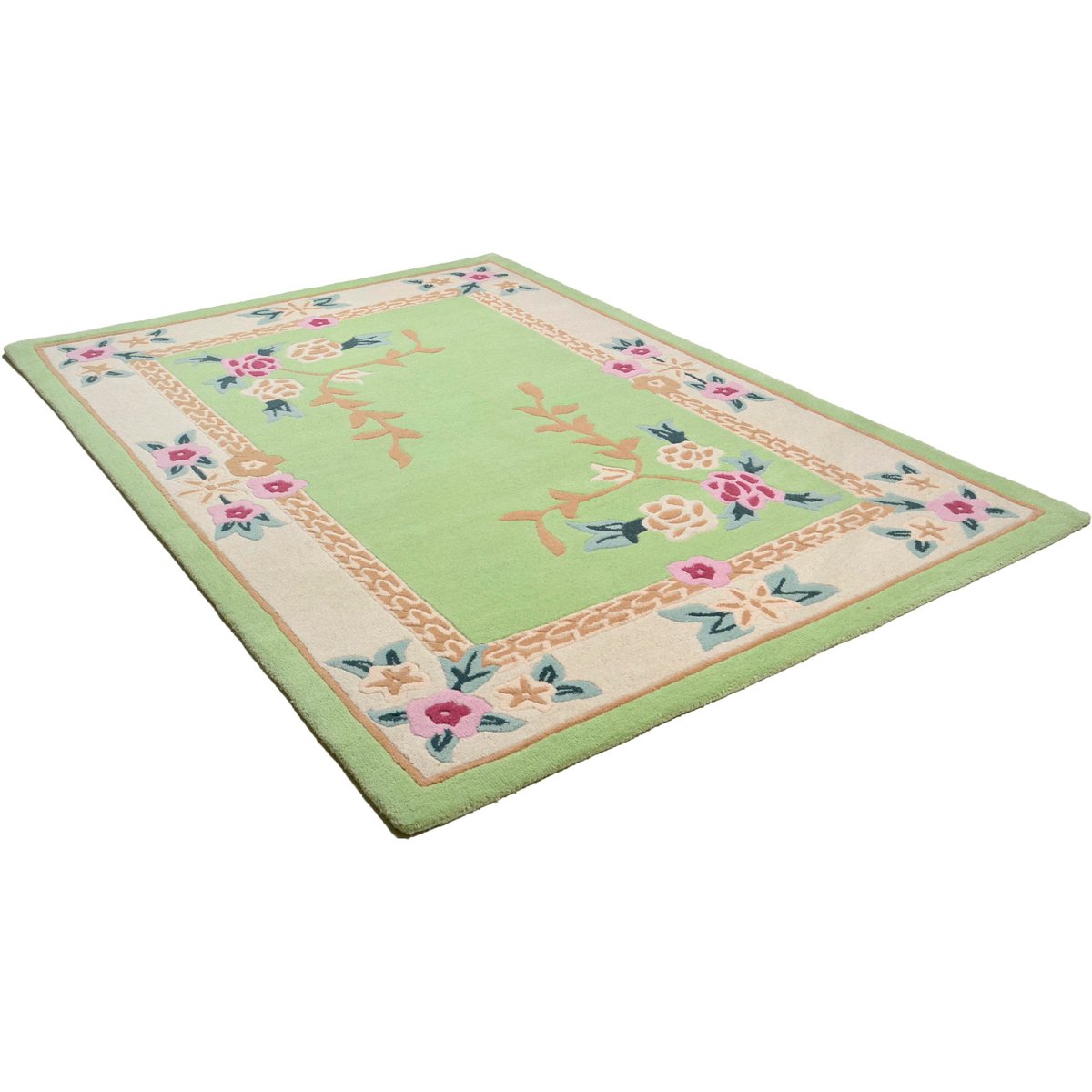 Tapis d'enfant floral Lifou tufté en laine vert, THEKO