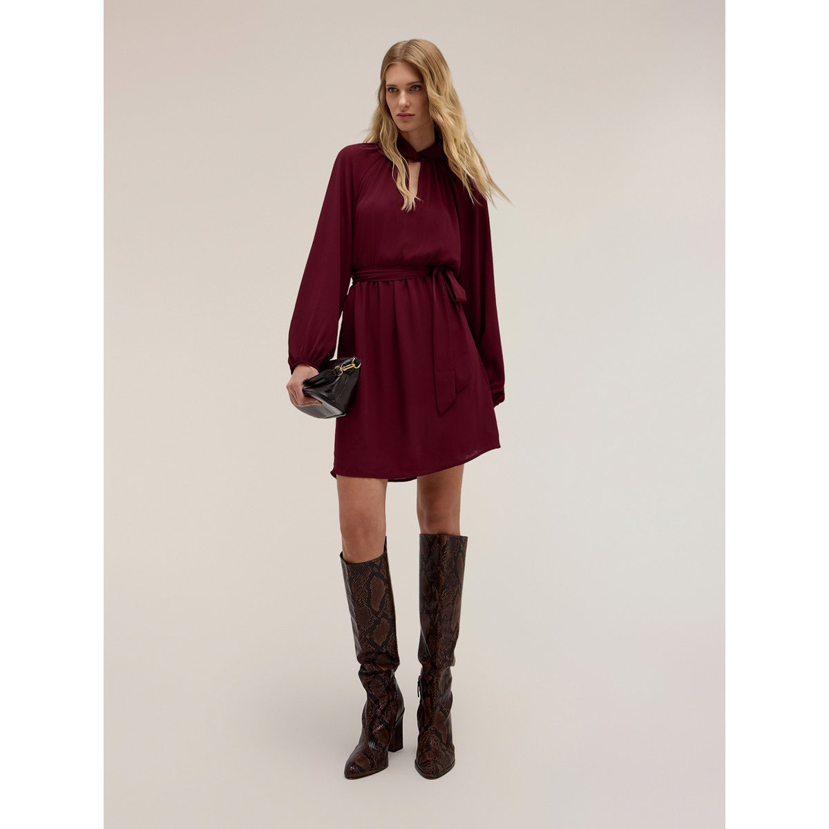 Robe évasée drapée burgundy, MOTIVI