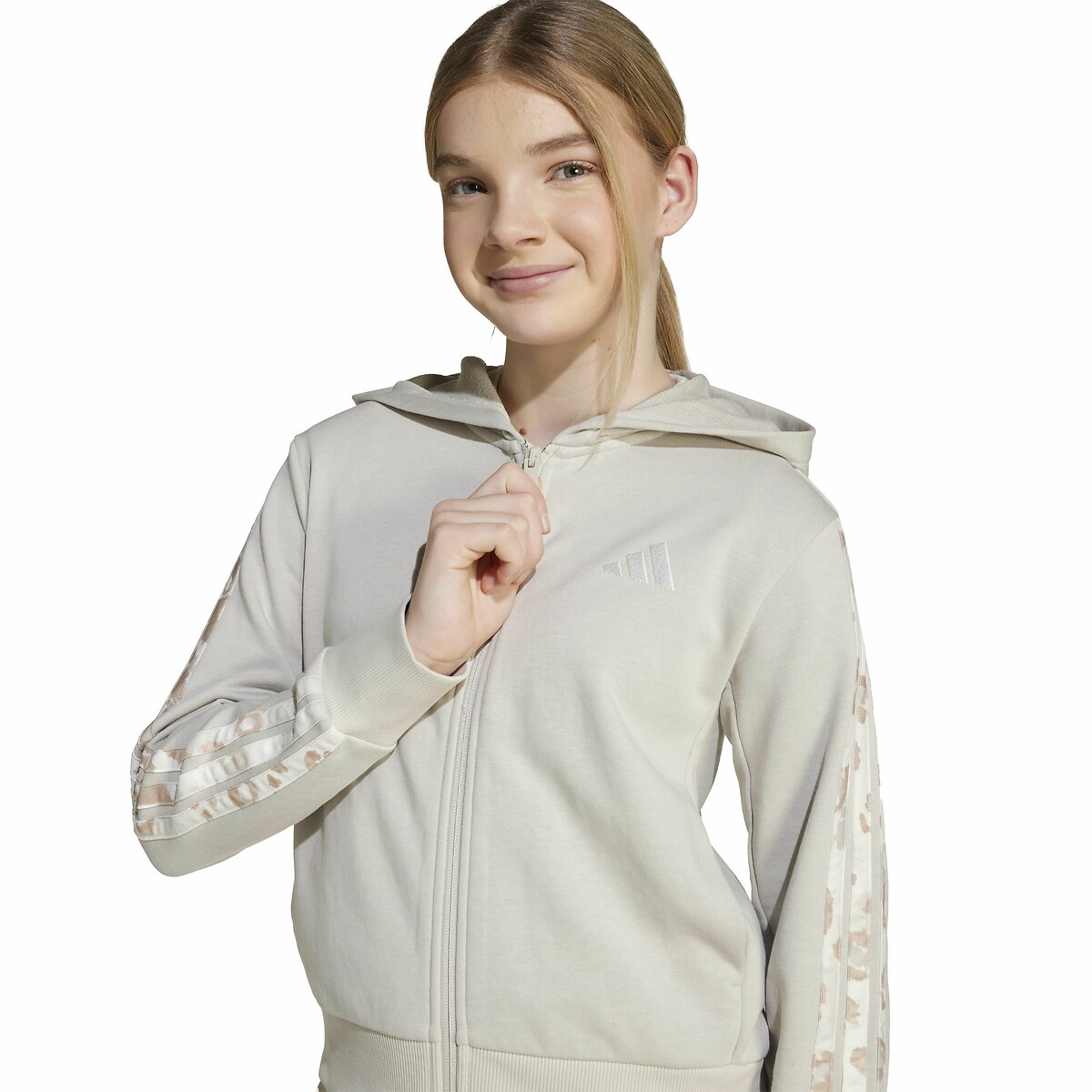 Sweat com fecho em moletão, pormenores em estampado leopardo 90010453, ADIDAS SPORTSWEAR
