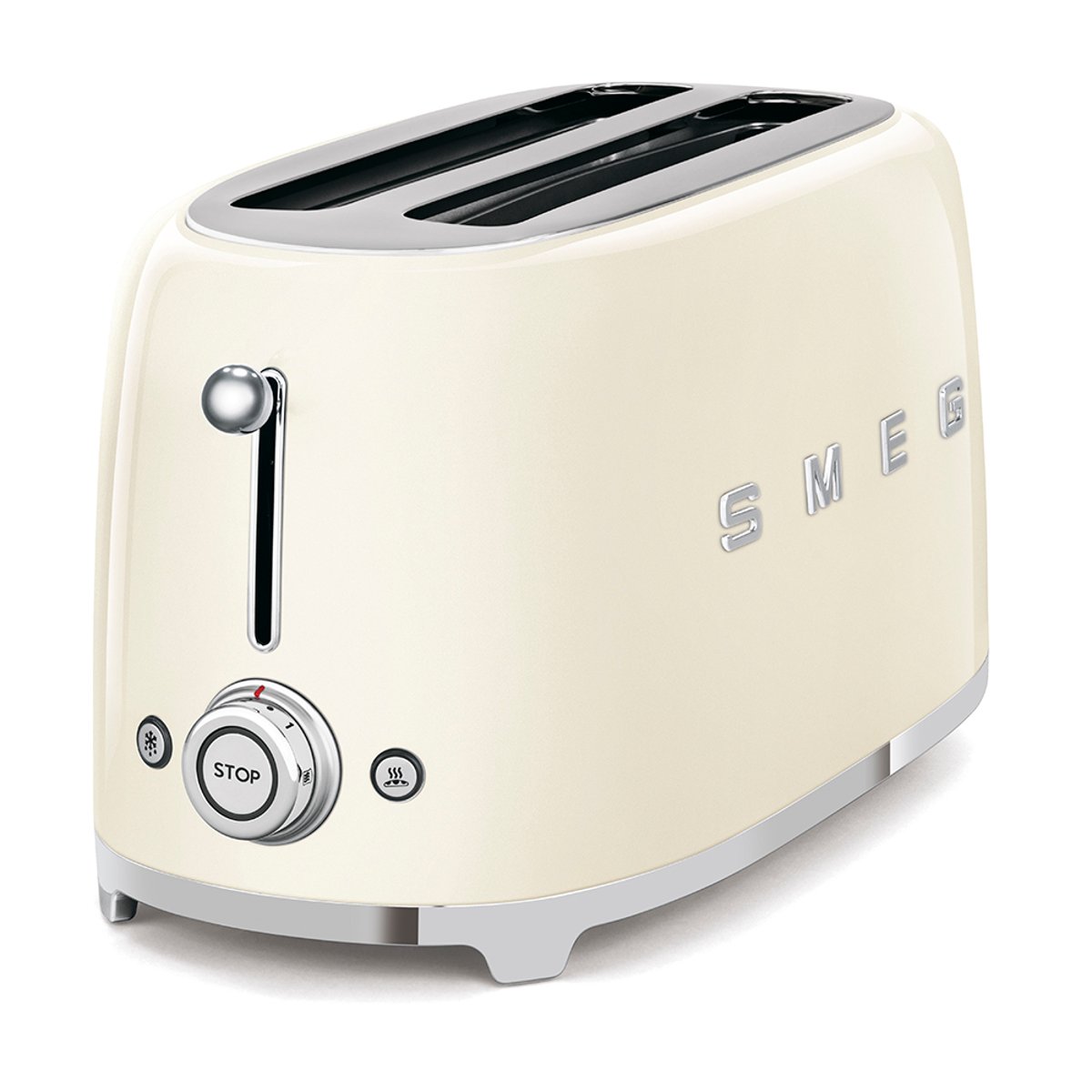 Grille-pain 2 fentes 4 tranches TSF02 crème brillant, SMEG