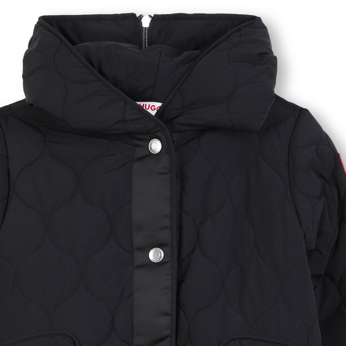 Parka lungo con cappuccio black, HUGO KIDSWEAR