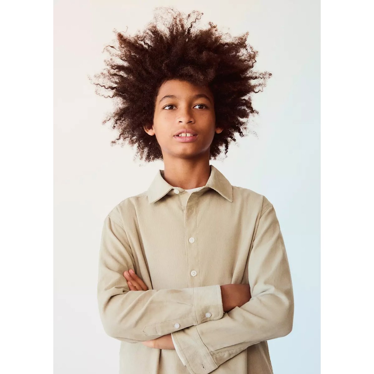 Chemise 100 % coton en velours côtelé sable, MANGO KIDS