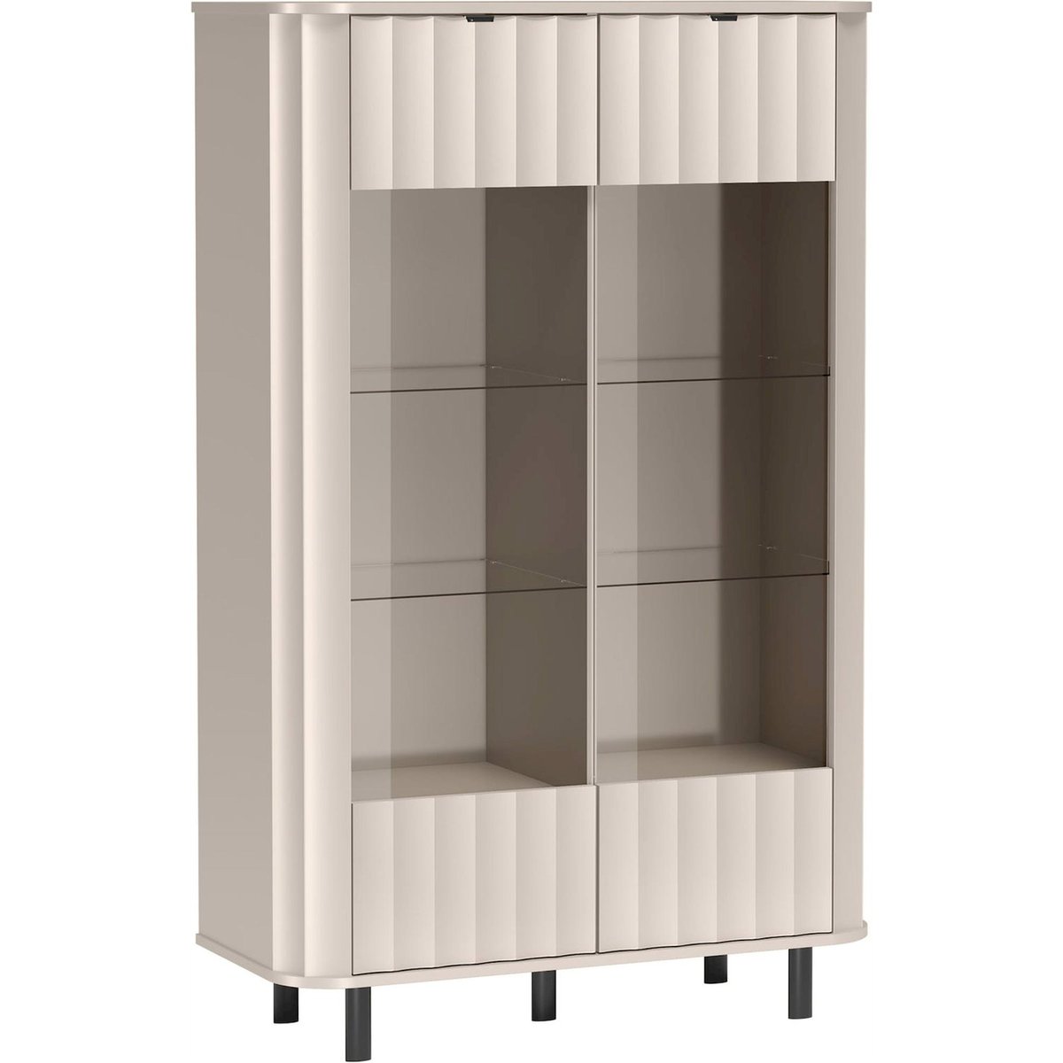 Vitrine basse 2 portes collection NOVADO cachemire mat et noir mat, RECOLLECTION