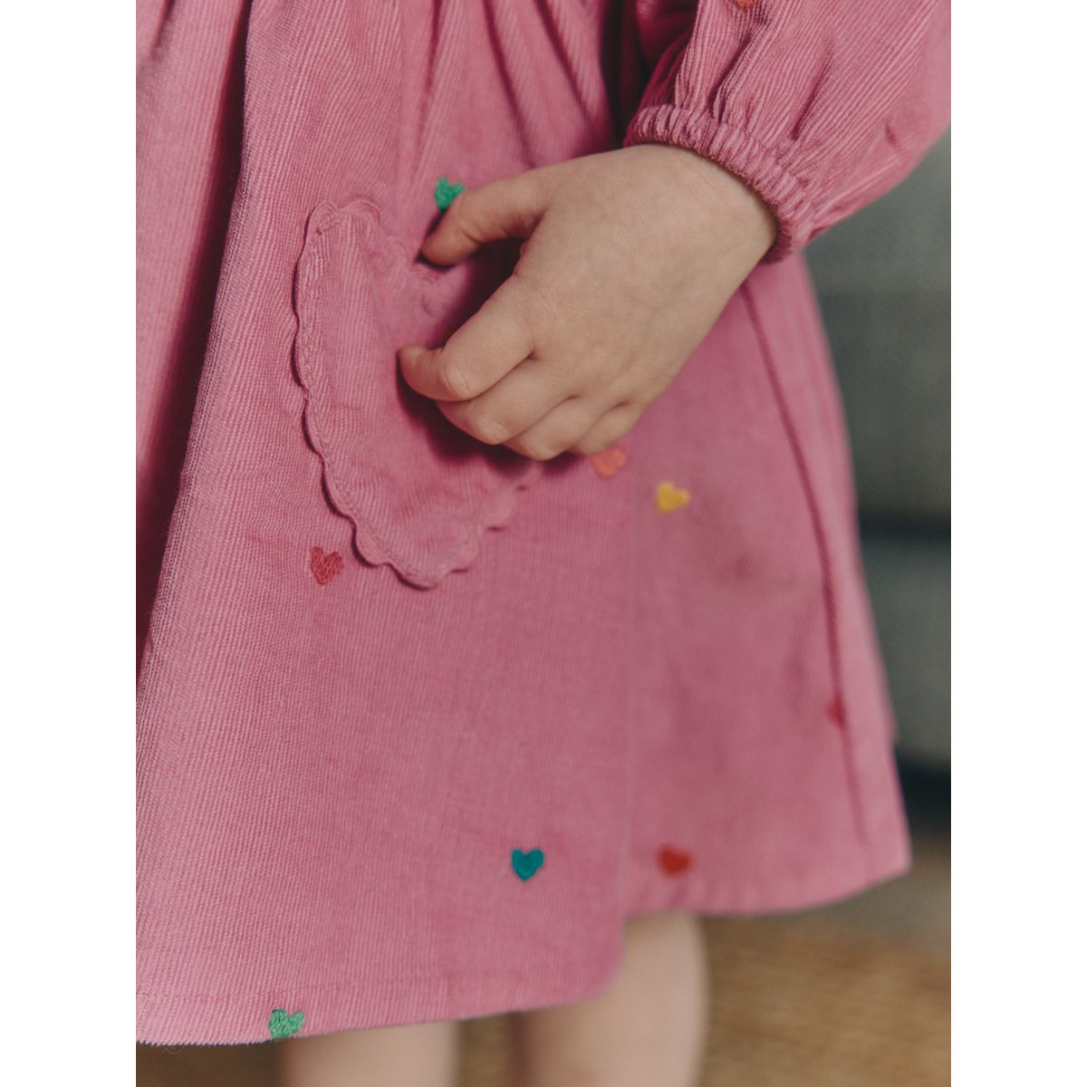 Robe en velours côtelé à manches longues rose magenta, NEXT