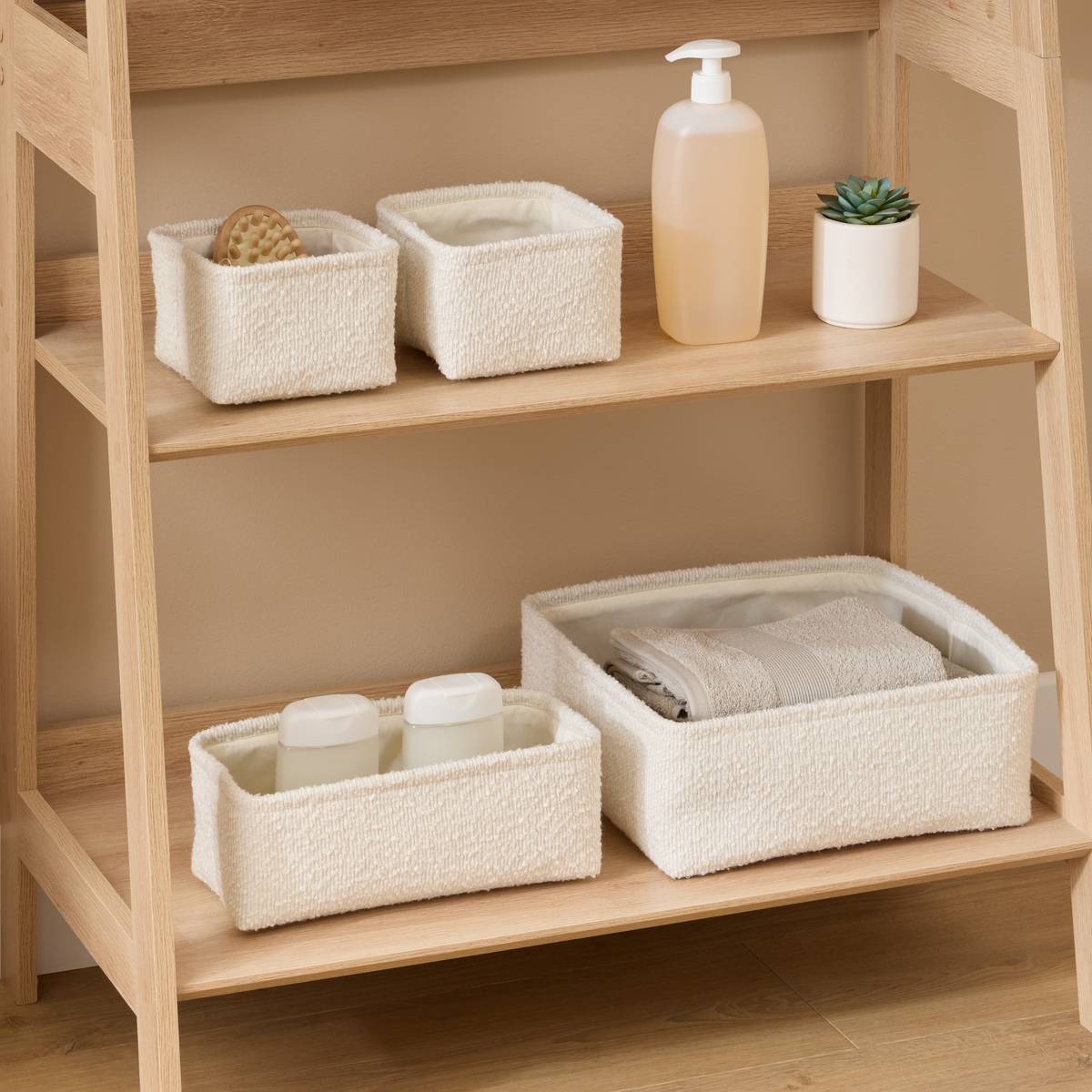 Lot de 4 paniers BOUCLETTE blanc, 5FIVE SIMPLY SMART
