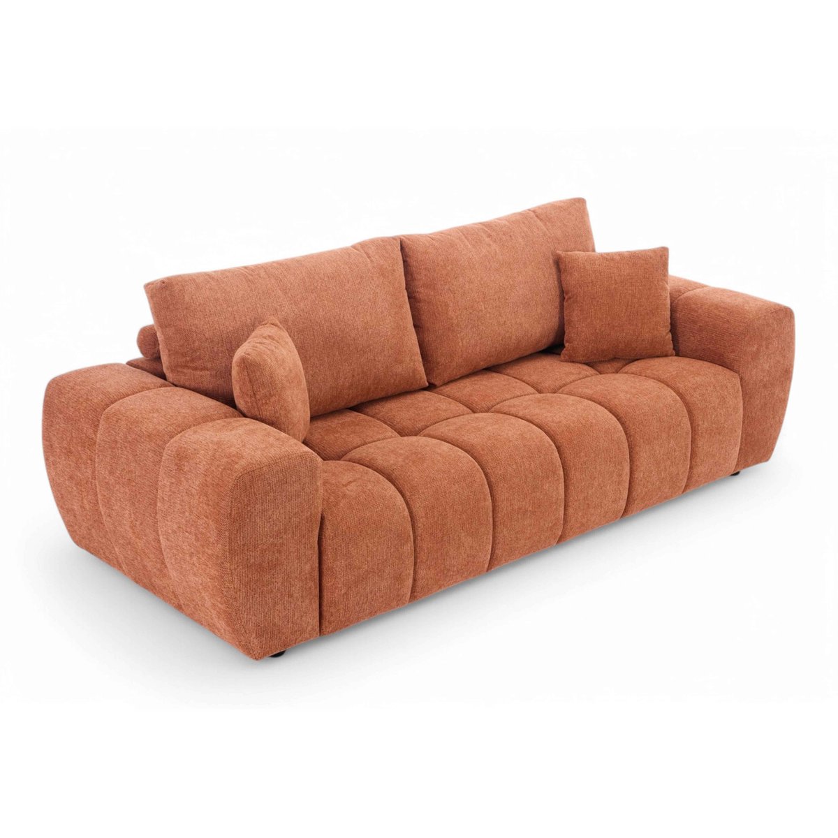 Canapé droit en polyester 3 places, NEPTUNE terracotta, OVIALA