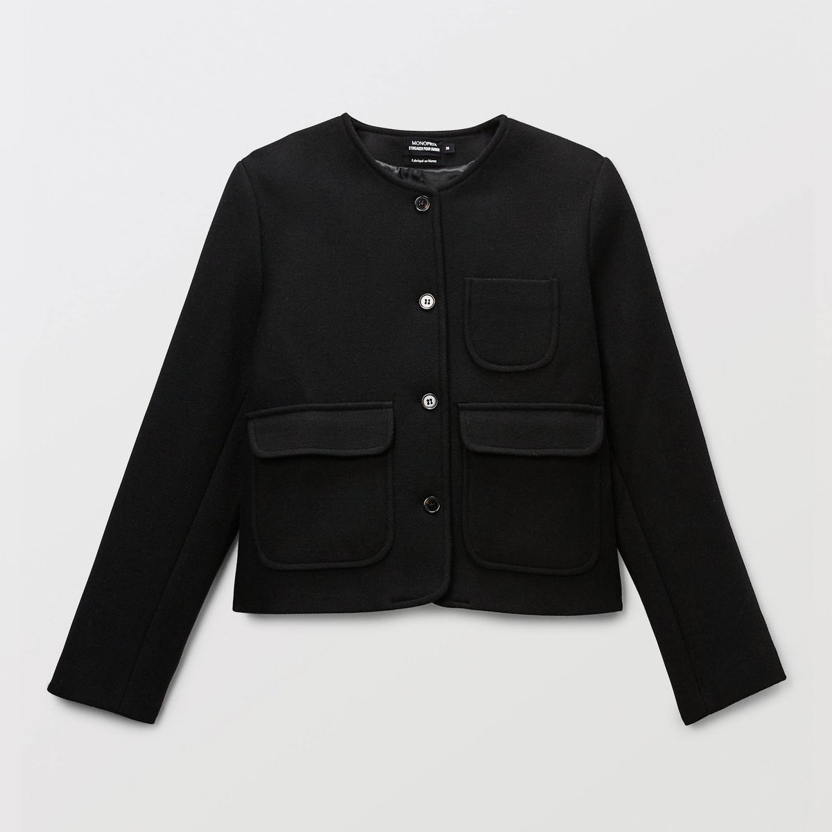 Veste courte contentant de la laine noir, MONOPRIX