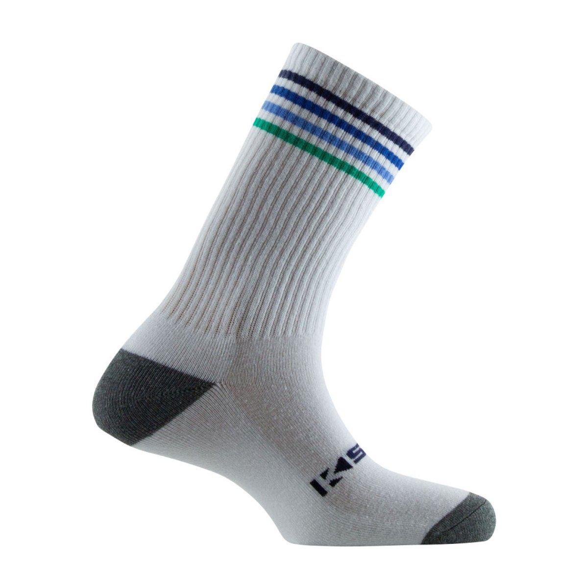 Pack de 2 mi-chaussettes sport rayée semelle bouclette blanc marine, KINDY