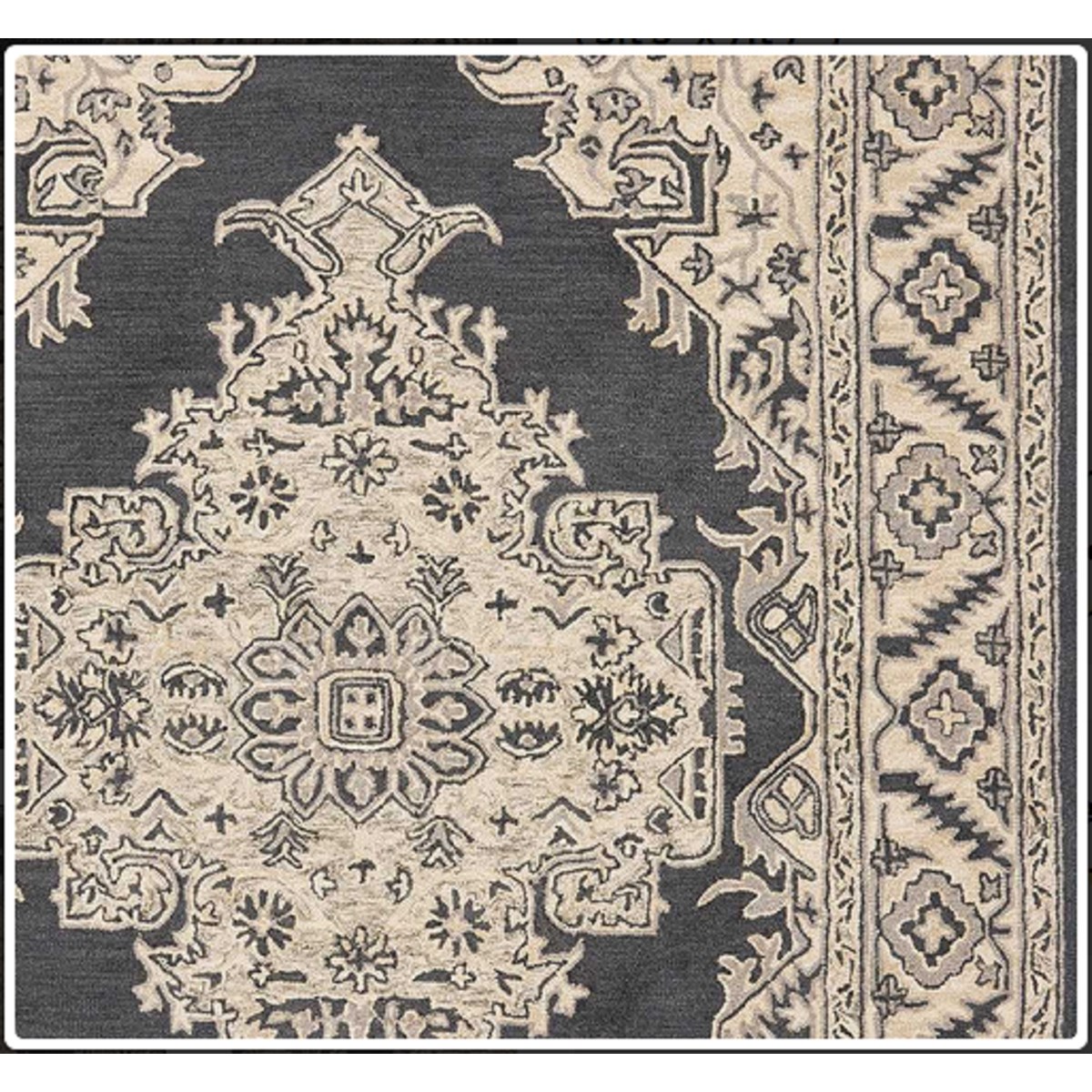 Tapis classique laine à motifs BONDI noir, NOVATREND