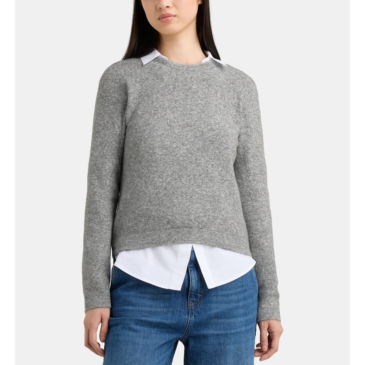 Pull droit flavie r moucheté gris et beige, GALERIES LAFAYETTE