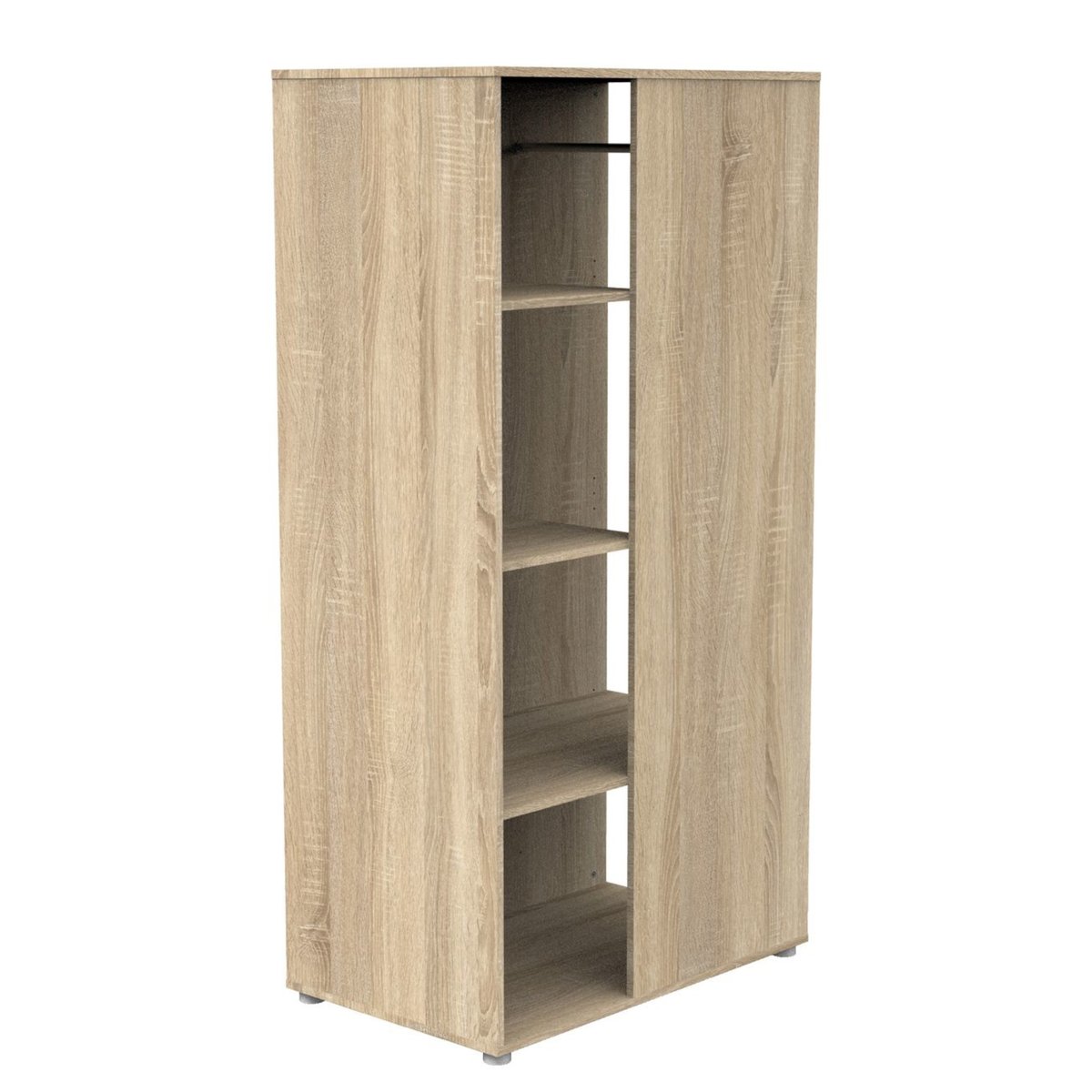 Meuble de rangement avec étagères et penderie en décor bois marron, BABY PRICE