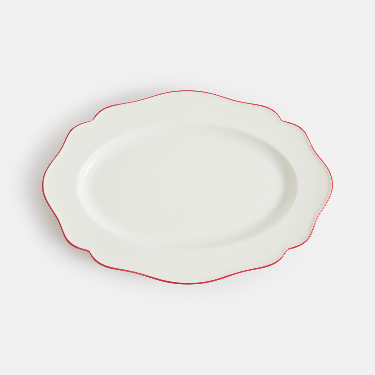 Plat de présentation grand modèle, en porcelaine, COLOMBE blanc/rouge, LA REDOUTE INTERIEURS