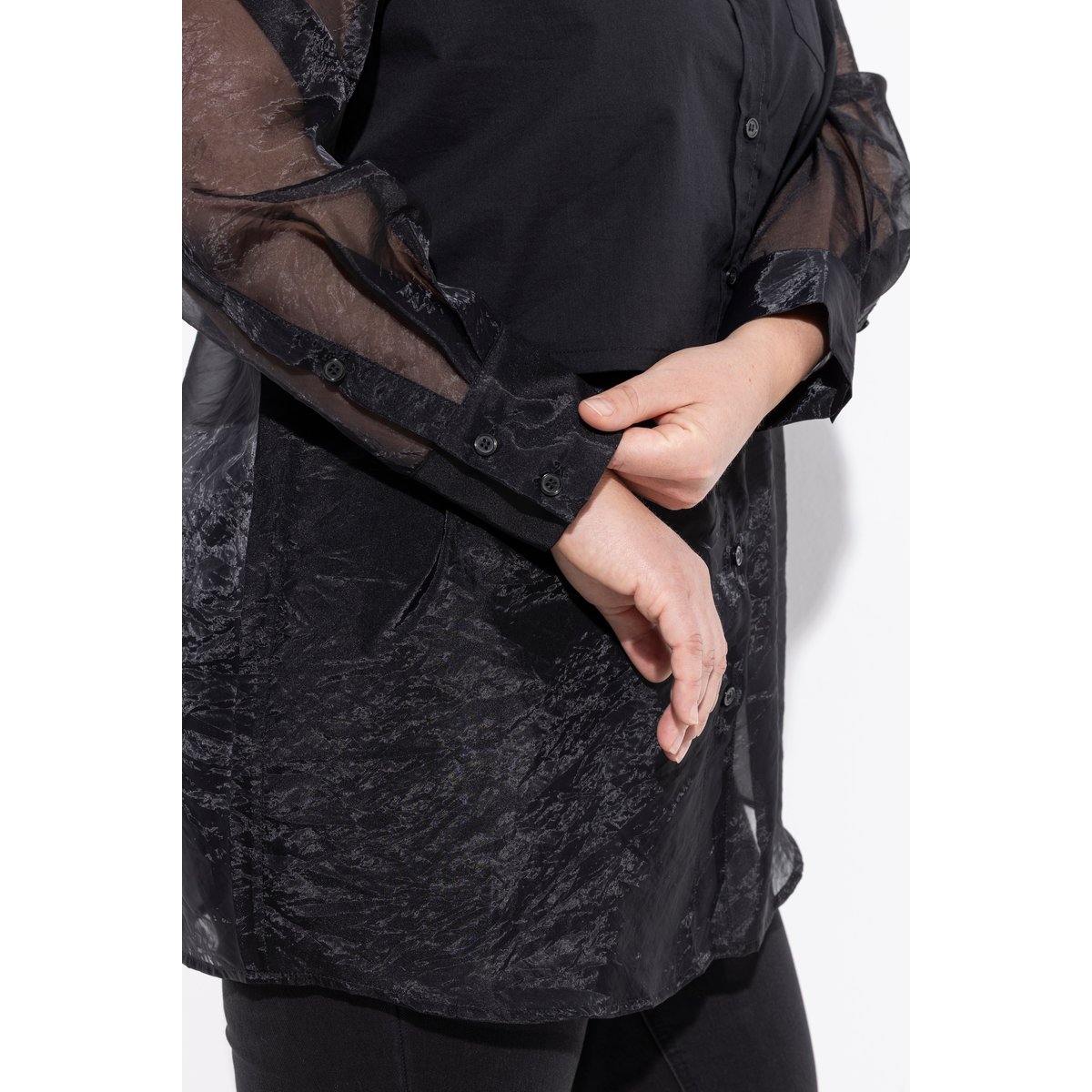 Chemisier à manches longues et col chemise noir, ULLA POPKEN