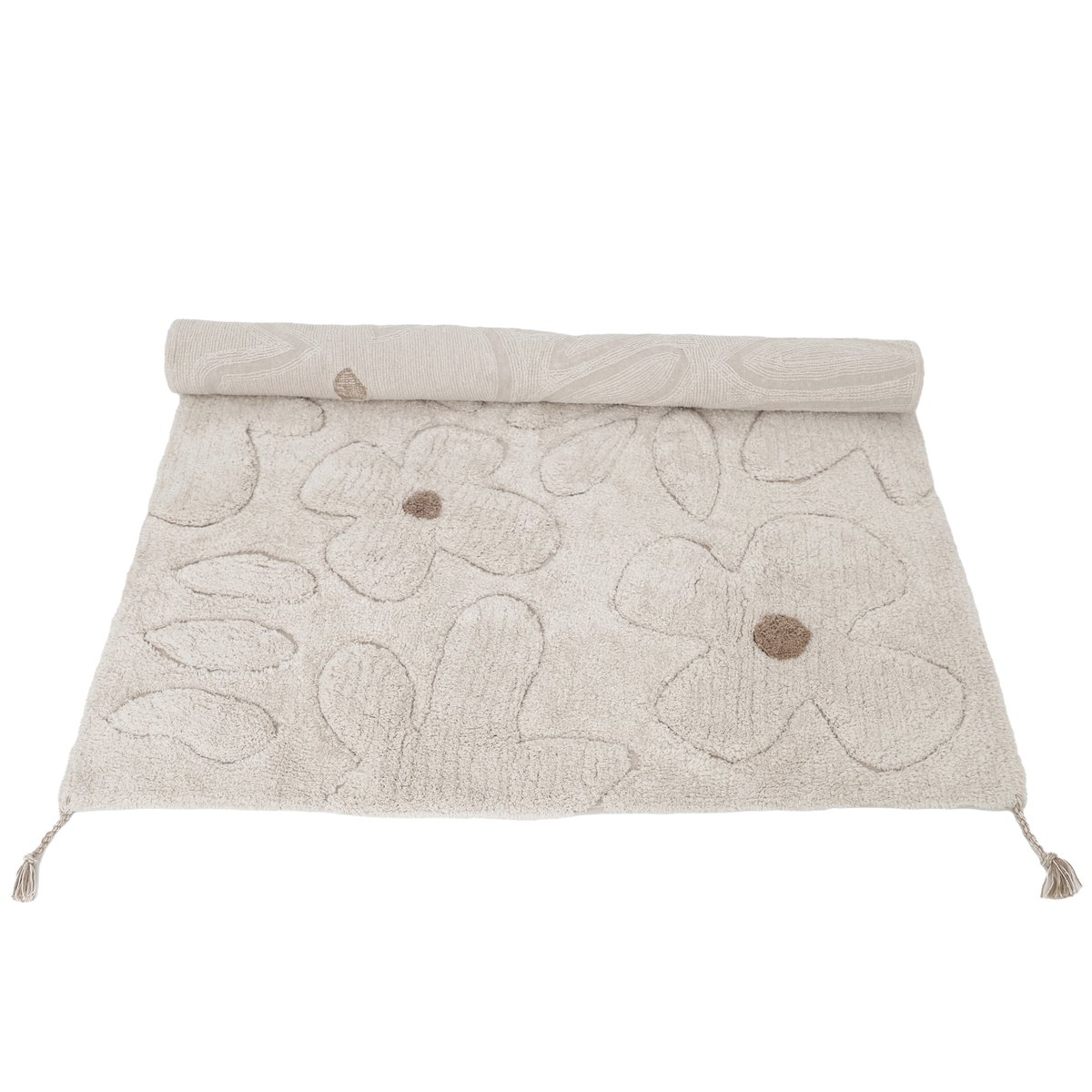 Tapis enfant lavable GENTLE FLORA ecru beige, NATTIOT