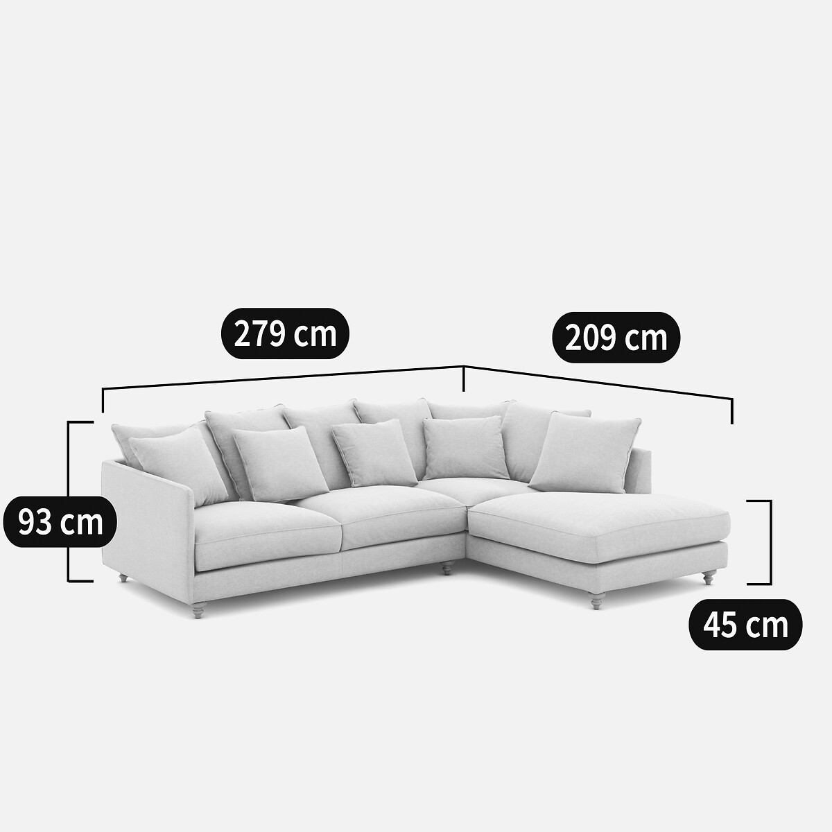 Sofá cama esquinero, tejido moteado, LAZARE marfil, AM.PM