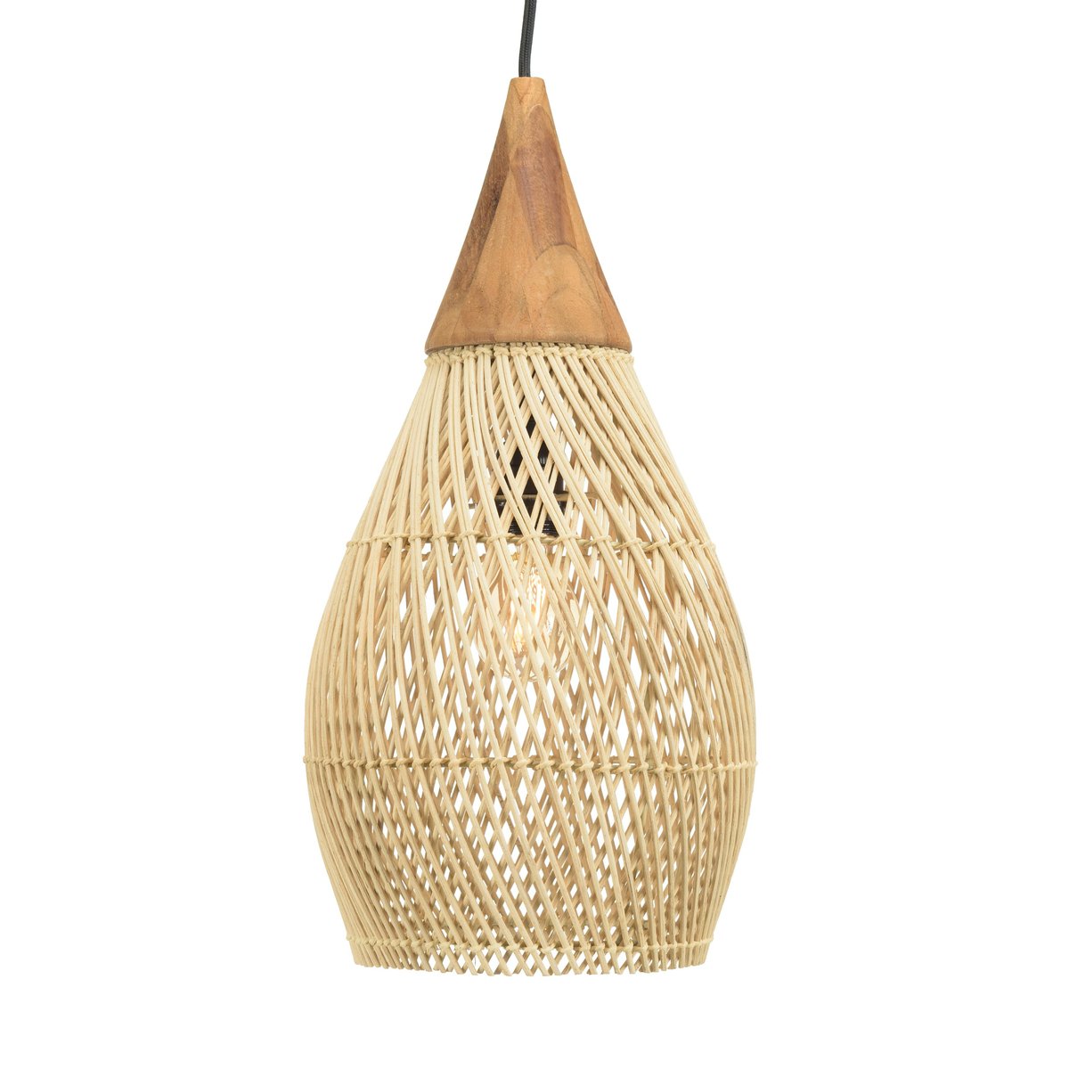 Suspension goutte en rotin 25cm FOLELLI ecru, PIER IMPORT