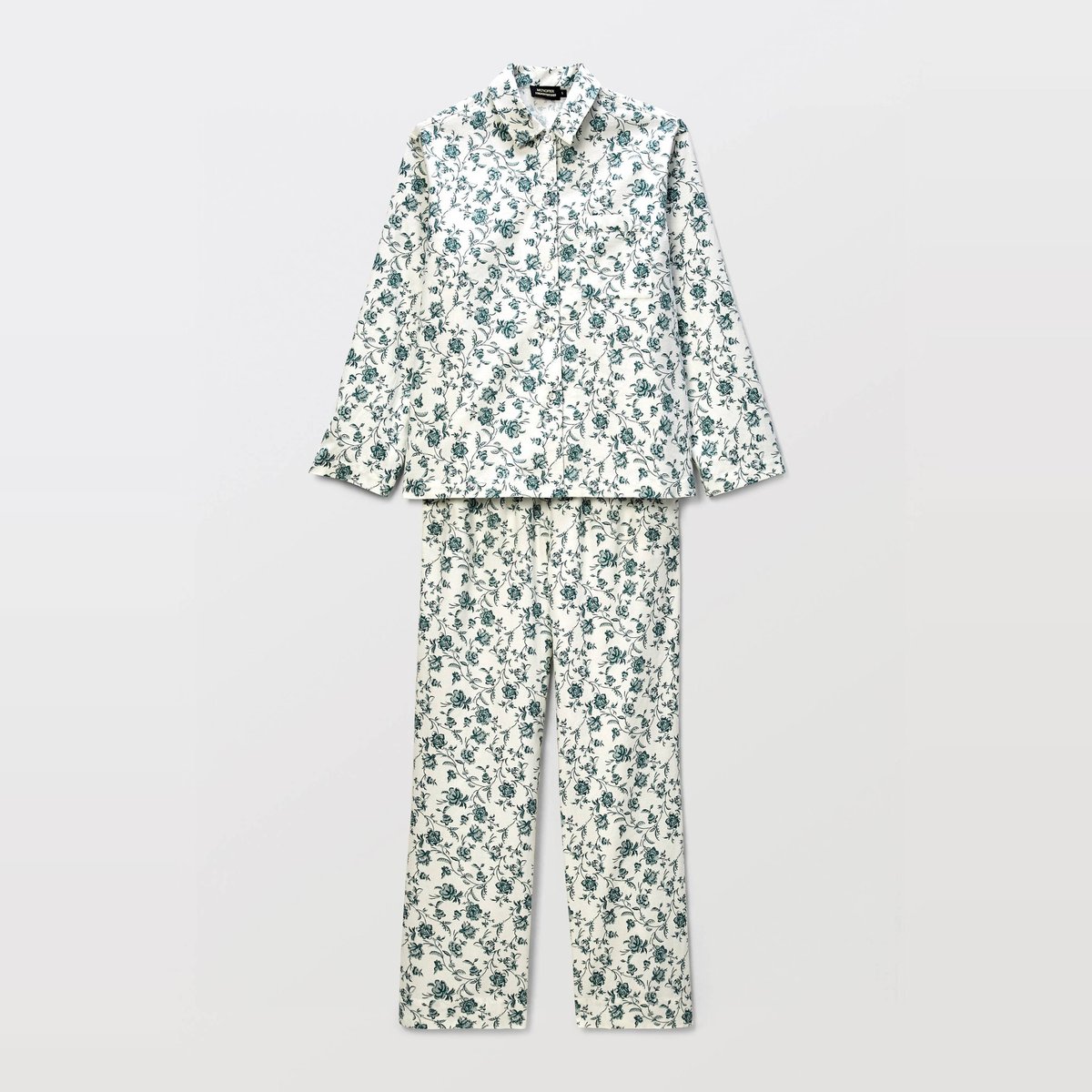 Pyjama imprimé en coton gratté ecru, MONOPRIX