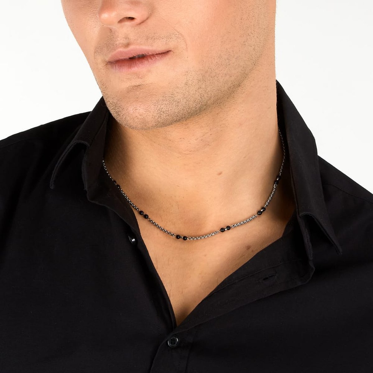 Colliers en Onyx/steel et Onyx acier inoxydable, MORELLATO
