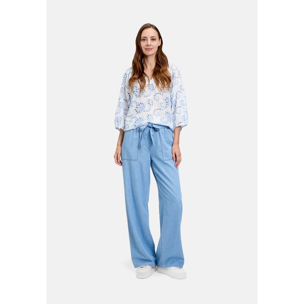 Pantalon casual à taille élastique light blue denim, BETTY & CO