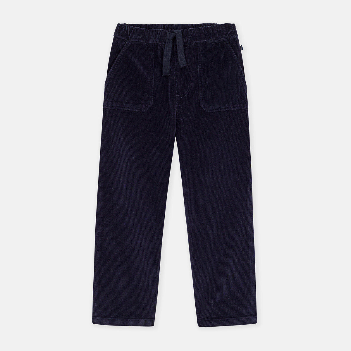 Pantalón recto de terciopelo azul marino, PETIT BATEAU