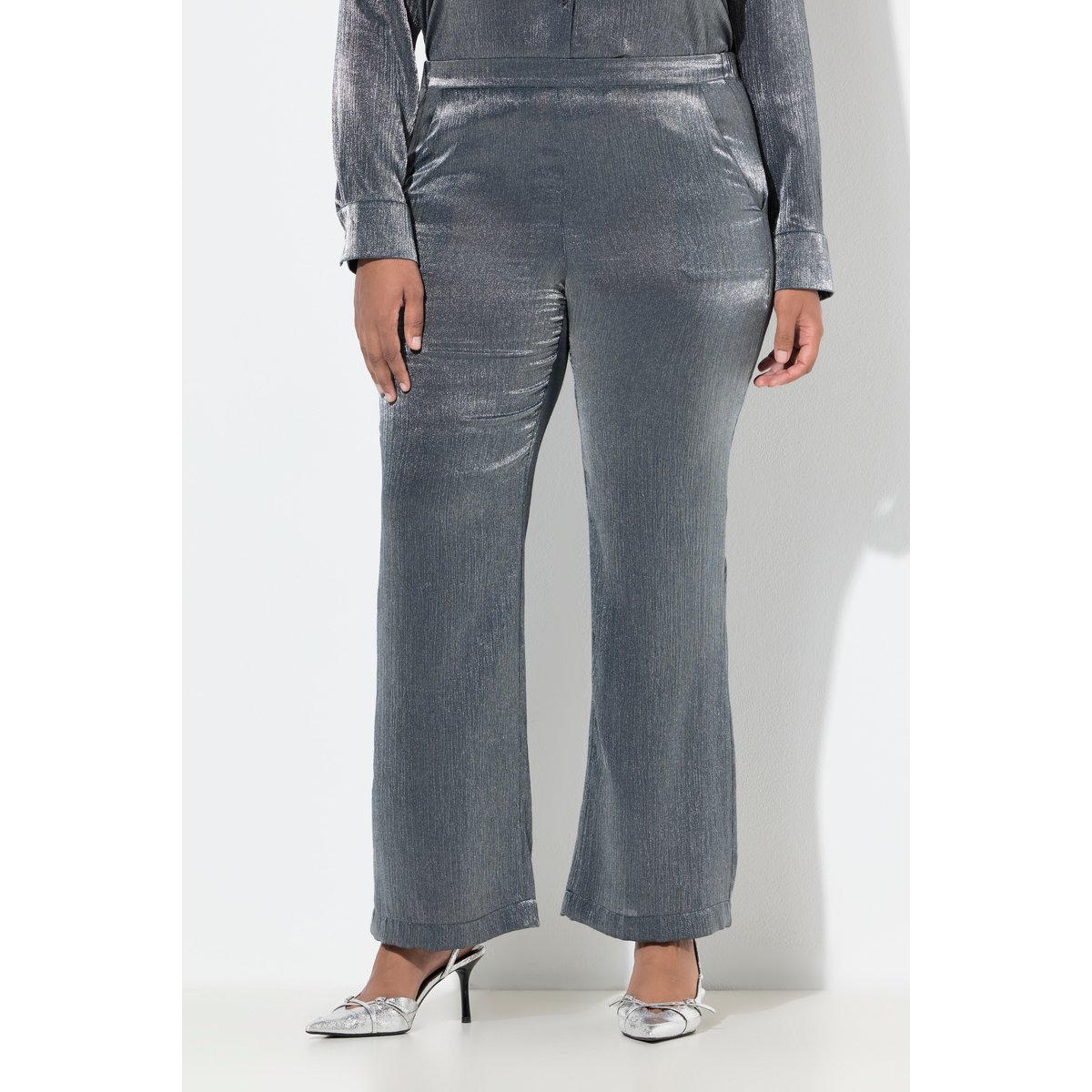 Pantalon rose, reflets métalliques argent, ULLA POPKEN