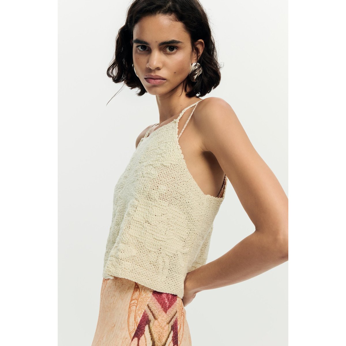 Robe longue en maille 2 en 1 blanc, DESIGUAL
