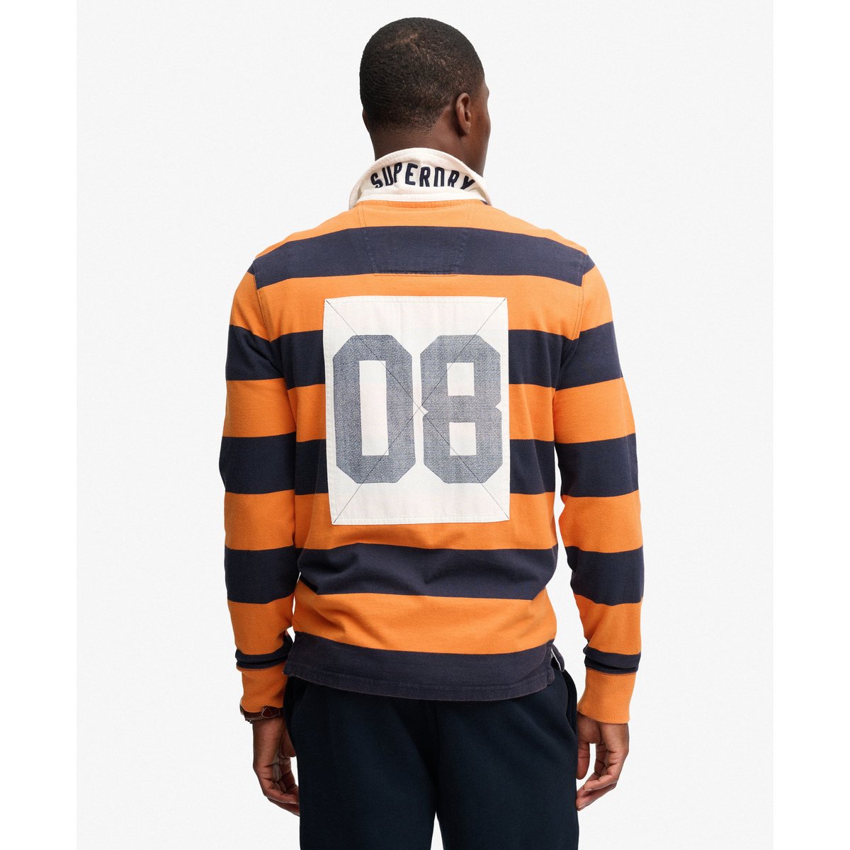 Polo Monogram Stripe coupe décontractée orange rayé, SUPERDRY