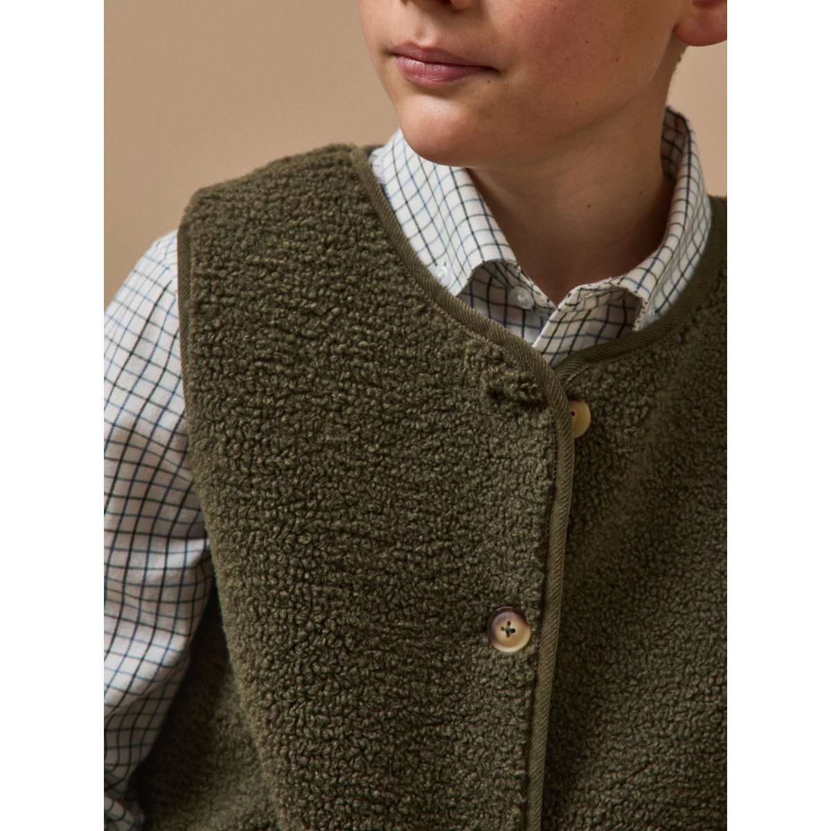 Veste sans manches en sherpa kaki, CYRILLUS