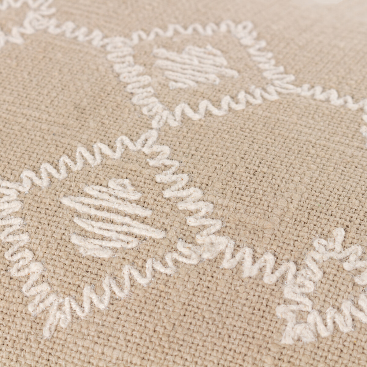 Folis Tasselled Embroidered Cushion raw linen, YARD