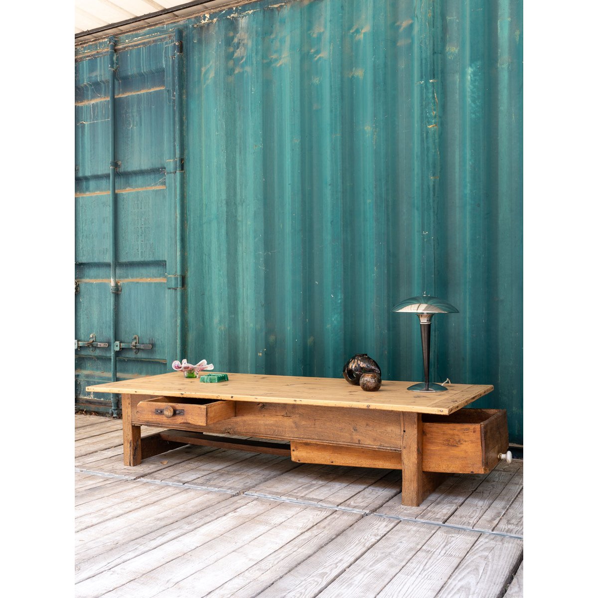 Grande table basse en bois Léonie N°1067 - Bon état bois clair, DEBONGOUT