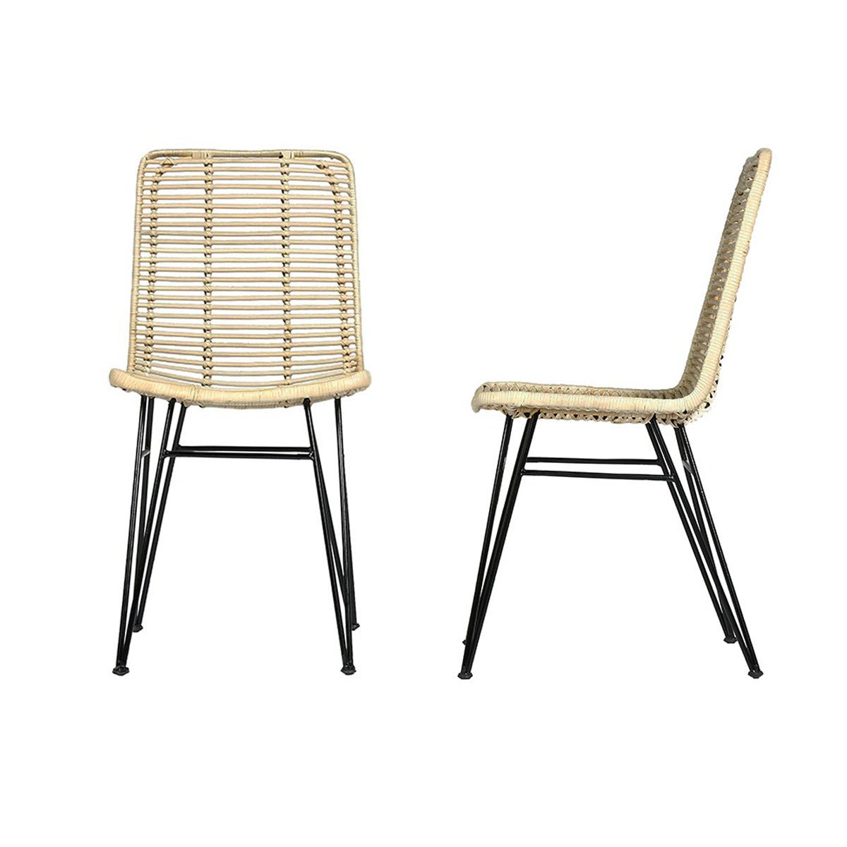 Lot de 2 chaises en rotin et métal BOHEMA naturel, BERAH GETAH