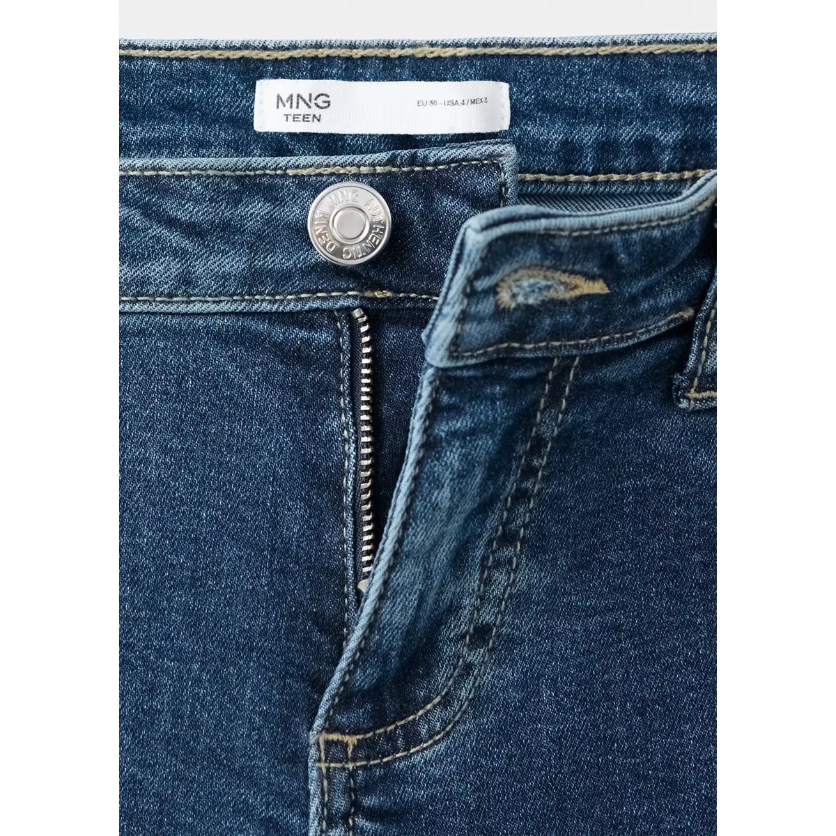Jean wideleg coutures décoratives bleu foncé, MANGO TEEN
