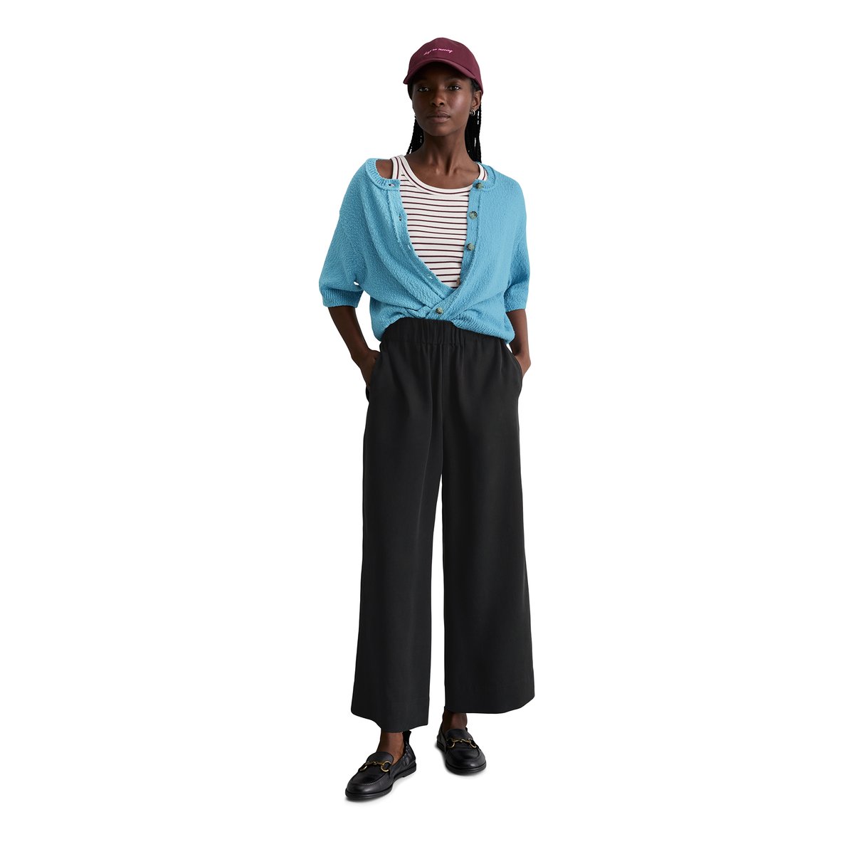 Pantalon relaxed en lyocell LENZING™ noir, MARC O’POLO DENIM