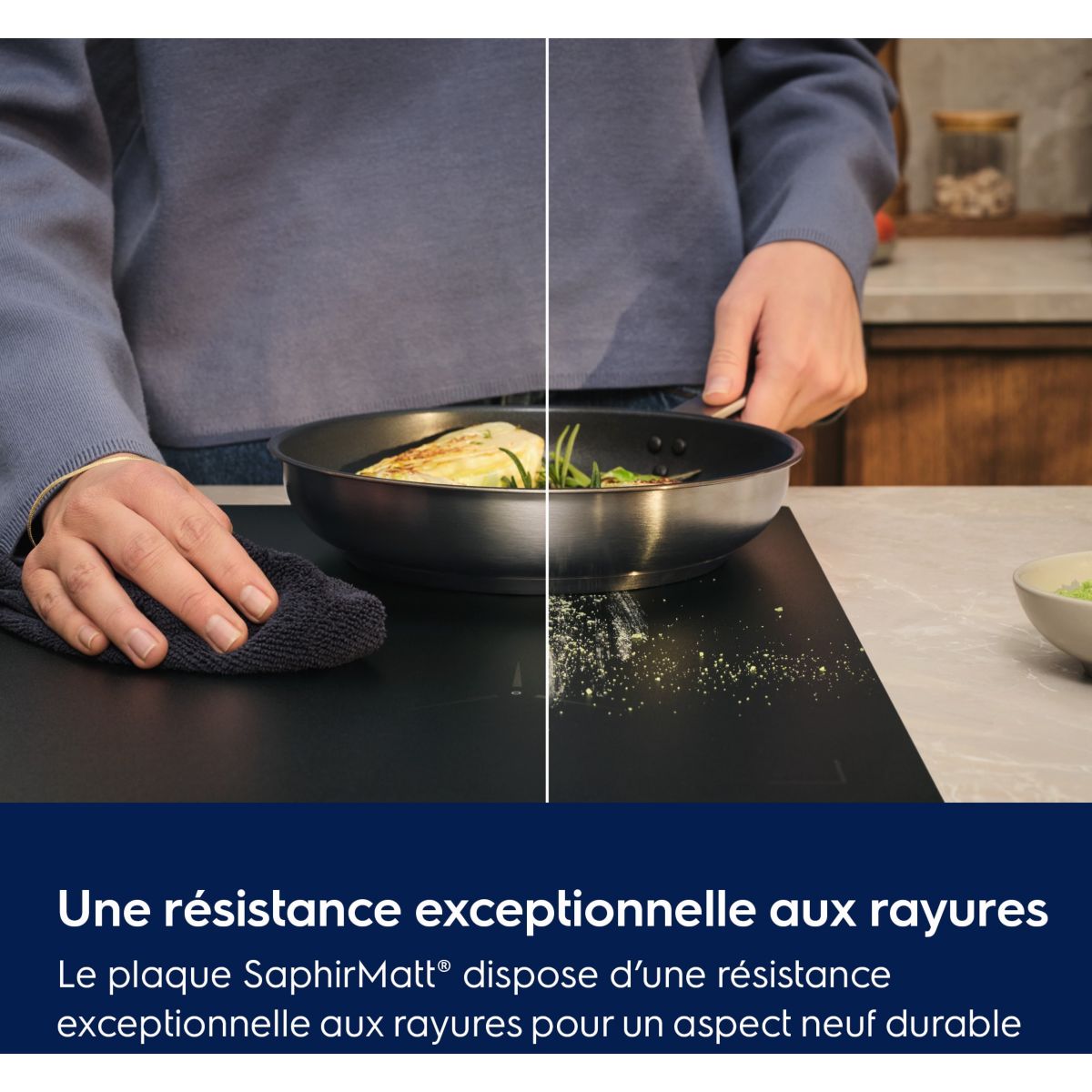 Plaque induction EIS87553IZ SaphirMatt® 80cm résistante aux rayures et Zone Flex couleur unique, ELECTROLUX