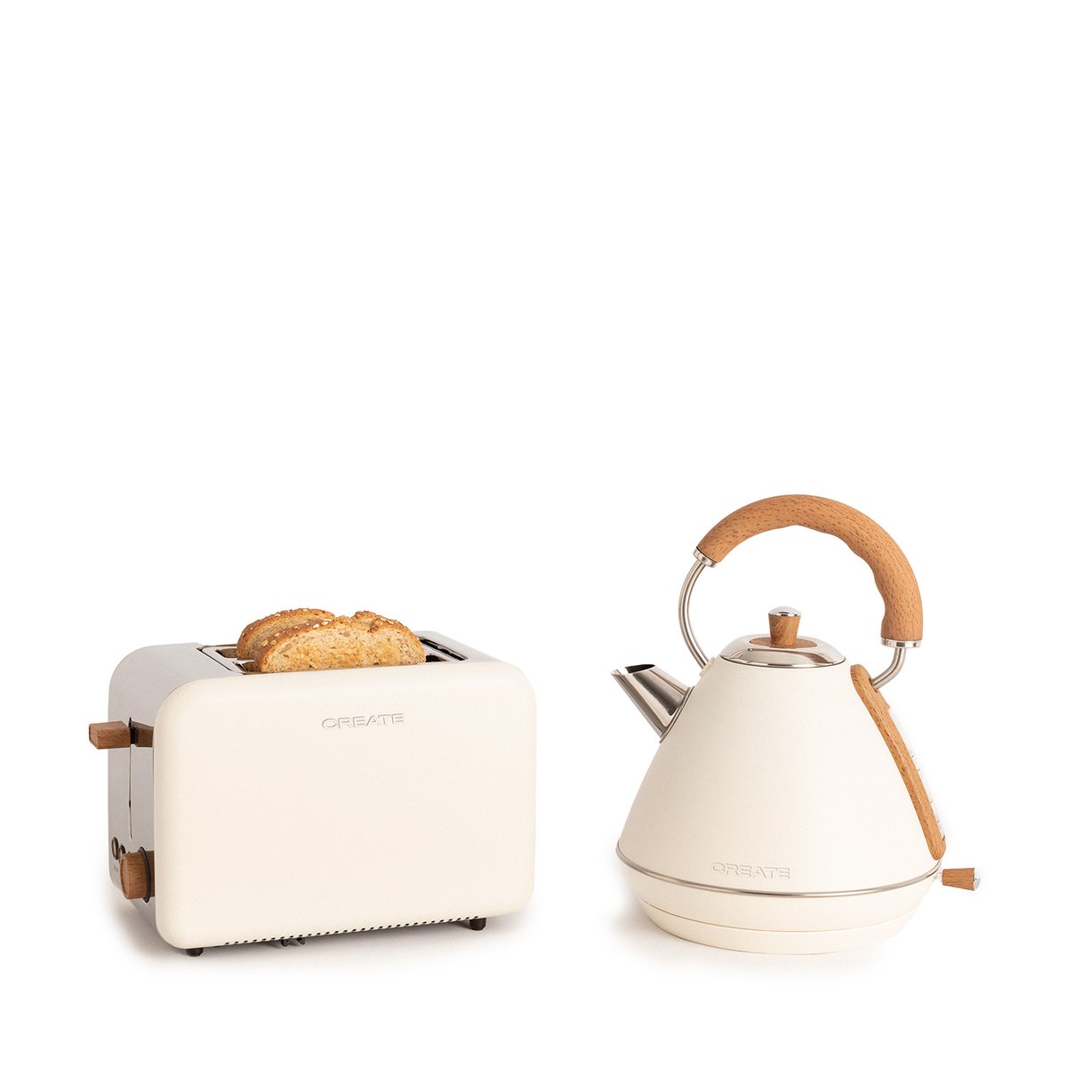 Pack grille-pain + bouilloire KETTLE (1L) & TOAST RETRO (petit) blanc cassé, CREATE