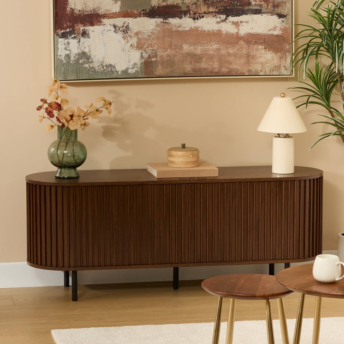Meuble TV ovale ALCOVE marron, ATMOSPHERA