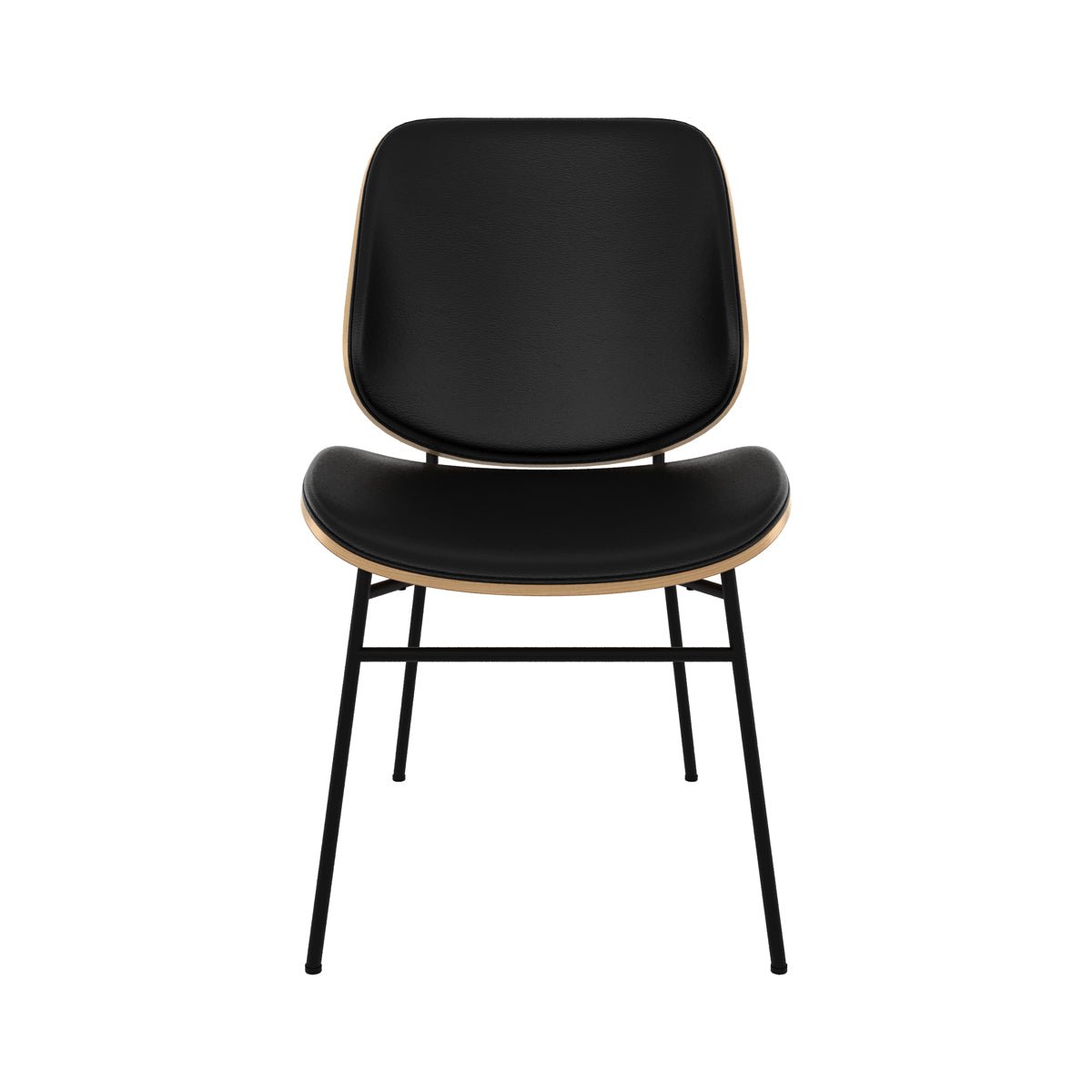 Chaise en bois, PU et pieds en métal - HECTOR noir et bois foncé, MAISON PAVANE