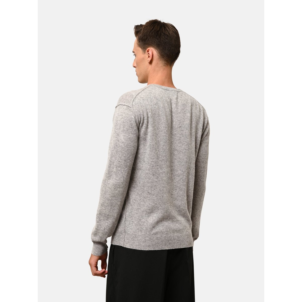 Pull Col Rond Nuage Chiné Noe gris chiné, JUST CASHMERE