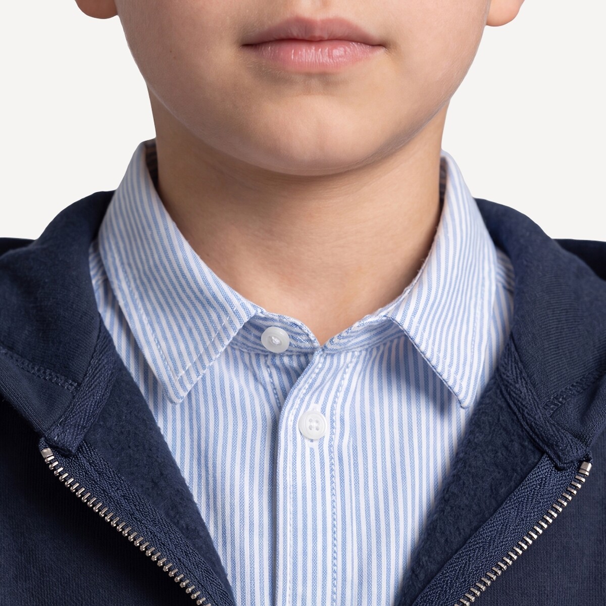 Lot de 2 sweats zippés à capuche en molleton bleu marine + gris chiné, LA REDOUTE COLLECTIONS