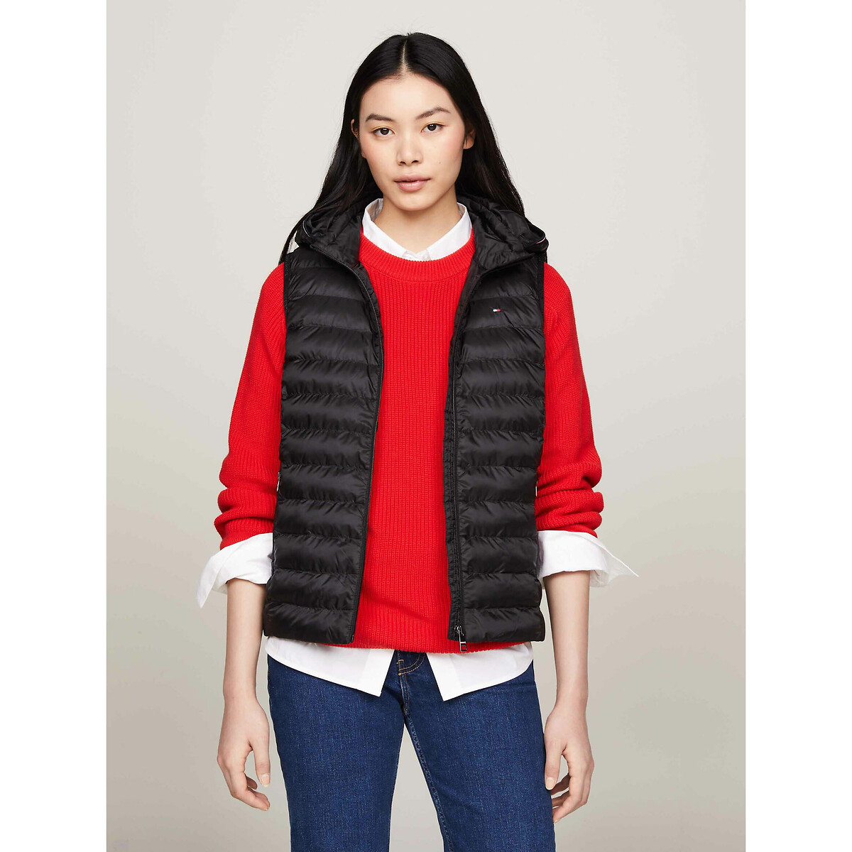 Doudoune sans manches à capuche noir, TOMMY HILFIGER