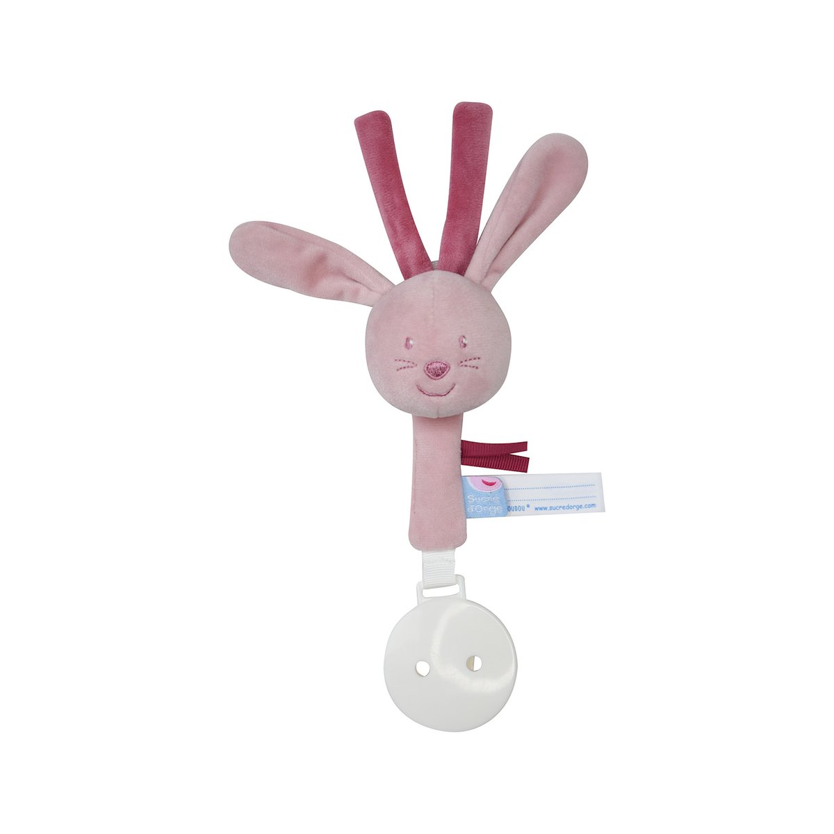 Attache tetine lapin rose violet, SUCRE D'ORGE