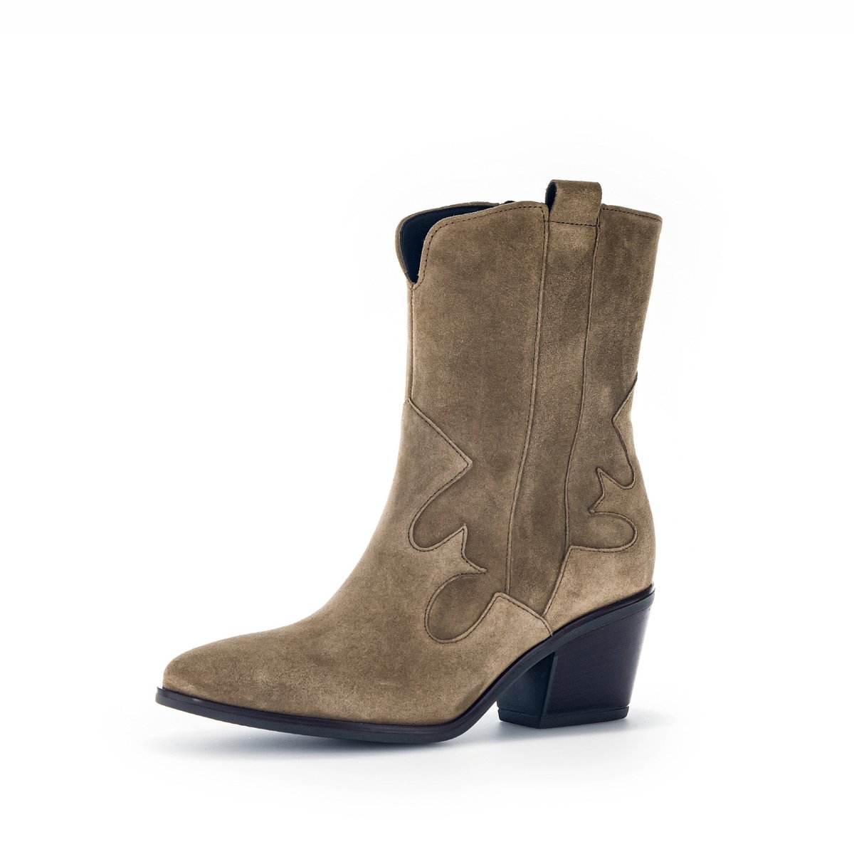 Bottines mid en velours à talon décroché taupe velours, GABOR