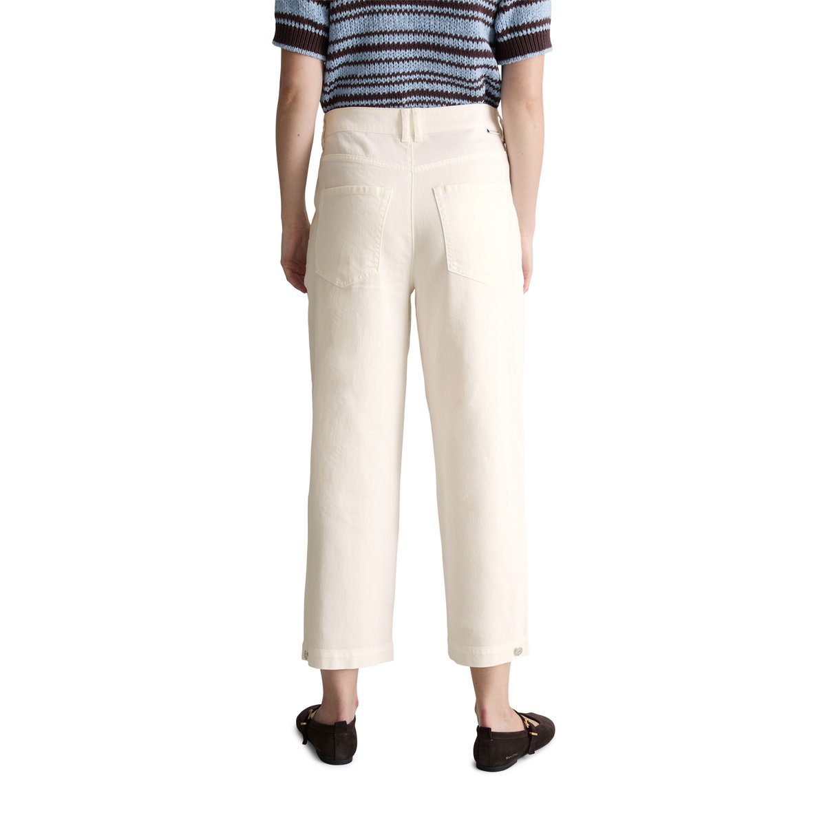 Barrel Pants cropped en coton organique-lyocell stretch blanc naturel, MARC O’POLO DENIM