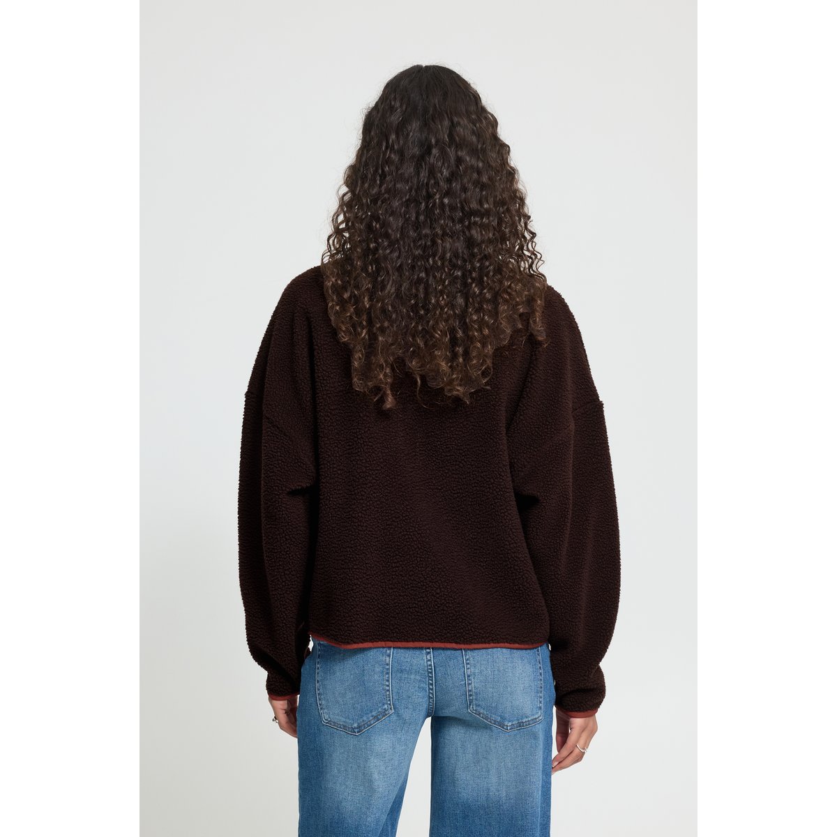 Veste sherpa zippée, manches longues marron coffee bean, ICHI